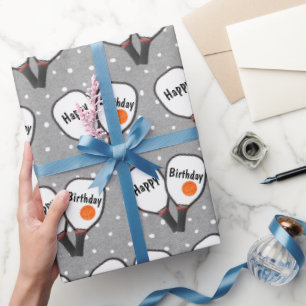 Papier Cadeau Pickleball et paddle pour Anniversaire