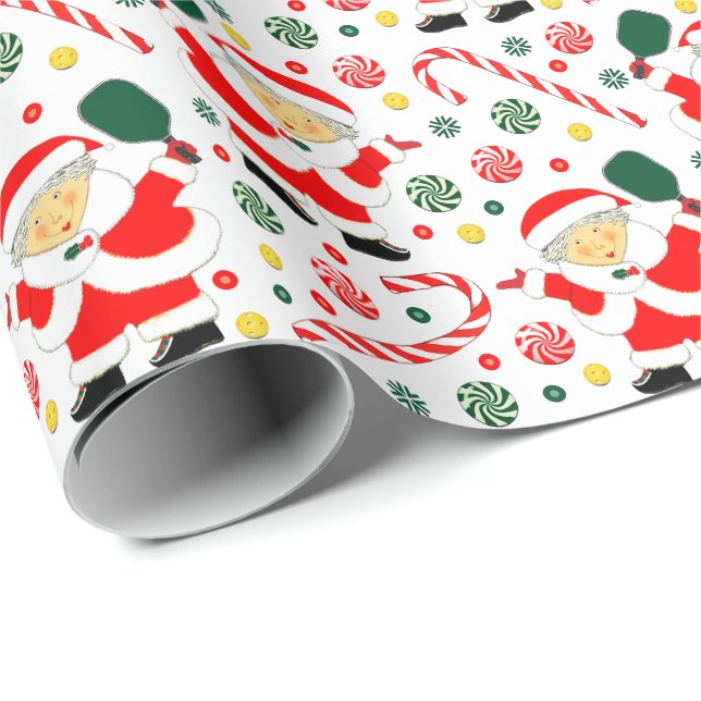Papier Cadeau Pickleball Noël cadeau de vacances (Coin rond)
