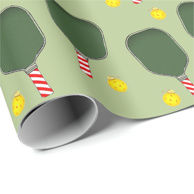 Papier Cadeau Pickleball Noël cadeau de vacances (Coin rond)