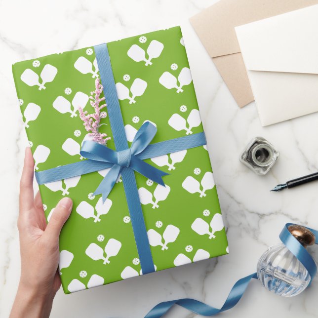 Papier Cadeau Pickleball Party Paddles Green White Ball Cadeau (Cadeaux)