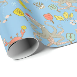 Papier Cadeau Pickleball sous-marin Xmas édition bleu Wrapper P