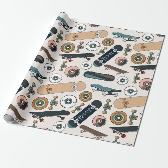 Papier Cadeau Pièces de skateboarders (Déroulé)