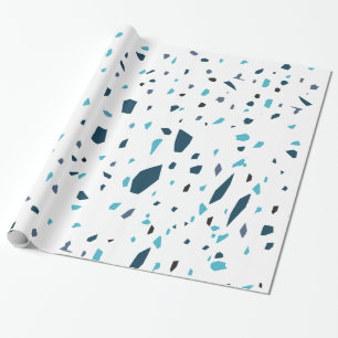 Papier Cadeau Pièces de Terrazzo Bleu