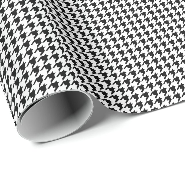Papier Cadeau Pied de fond noir et blanc (Coin rond)