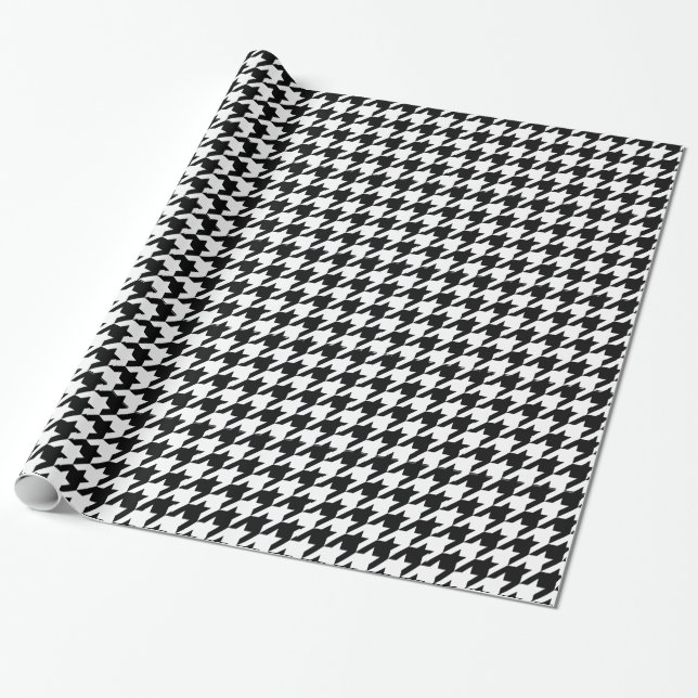 Papier Cadeau Pied-de-poule élégant noir chez Emporiomoffa (Déroulé)