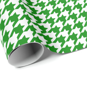 Papier Cadeau Pied-de-poule vert et blanc moyen