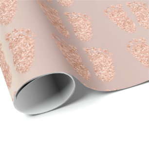 Papier Cadeau Pieds d'or de rose de rose de Coppe de fille de