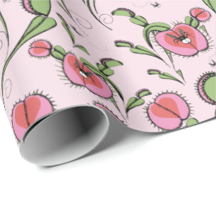 Papier Cadeau Piège à Flytrap Venus rose mignonne accroché à vot