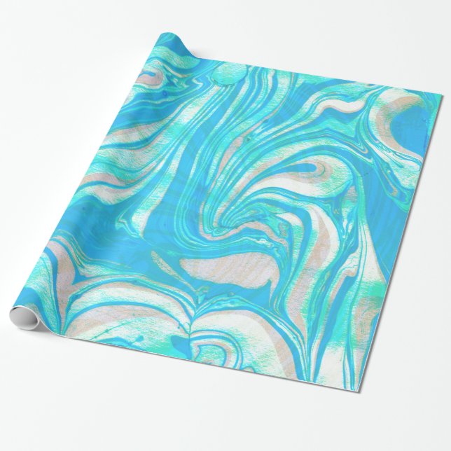 Papier Cadeau Pierre De Marbre Bleu Et Beige (Déroulé)