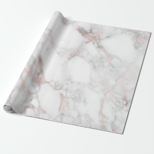 Papier Cadeau Pierre de marbre rose or & blanc Faux