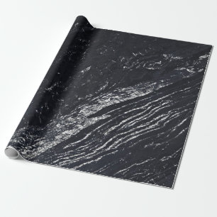 Papier Cadeau Pierre en marbre gris argenté de la marine noire