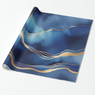 Papier Cadeau Pierre en marbre métallique bleu foncé
