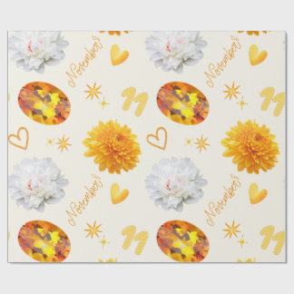 Papier Cadeau Pierre et fleur de naissance de novembre | Citrine
