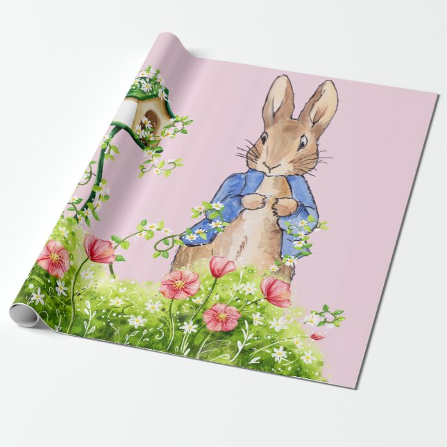 Papier Cadeau Pierre le lapin dans son jardin (Déroulé)