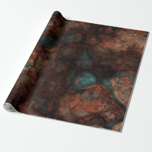 Papier Cadeau Pierre rouille et turquoise
