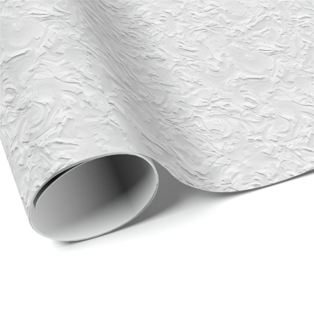 Papier Cadeau Pierre texturée blanche, Art Abstrait monochrome (Coin rond)
