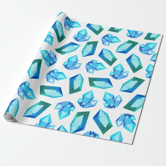 Papier Cadeau Pierres de Géode Modernes Bleues et Vertes (Déroulé)