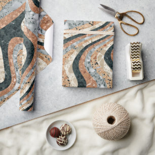 Papier Cadeau Pierres Naturelles de Quartz Abstrait Vintage
