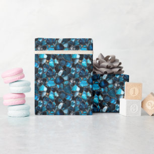 Papier Cadeau Pierres précieuses bleu foncé