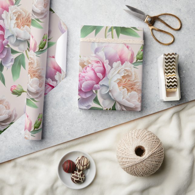 Papier Cadeau Pies roses Fêtes des mariées florales (Artisanat)