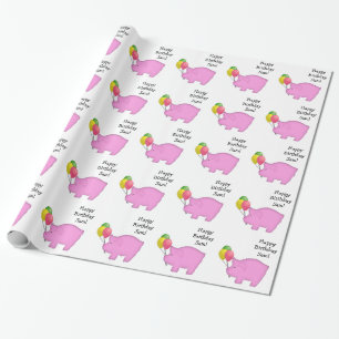Papier Cadeau Pig d'anniversaire Nom personnalisé Papier d'envel