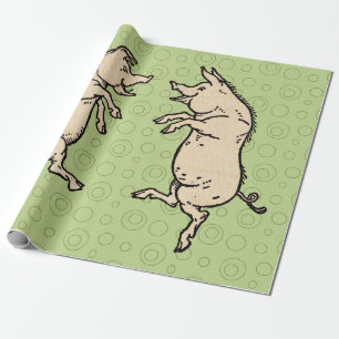 Papier Cadeau Pigs Danser Antique Piggy Dance Jig