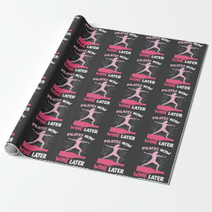 Papier Cadeau Pilates Hilarious Athlete Femme buveuse de vin cad