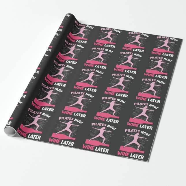 Papier Cadeau Pilates Hilarious Athlete Femme buveuse de vin cad (Déroulé)