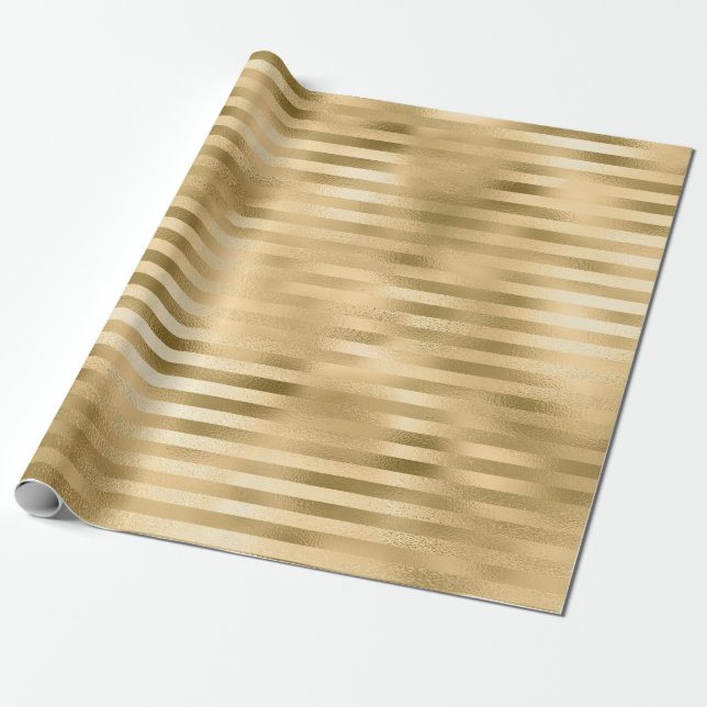 Papier Cadeau Pile à rayures or (Déroulé)