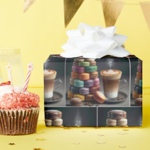 Papier Cadeau Pile de macarons avec latte
