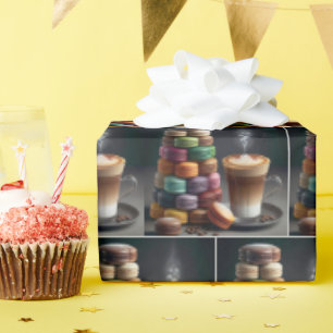 Papier Cadeau Pile Macaron avec latte