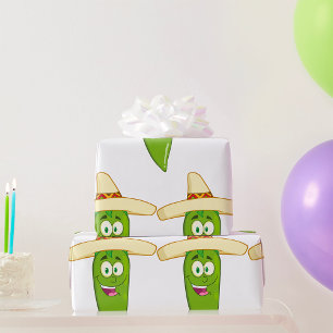 Papier Cadeau Piment Vert Souriant