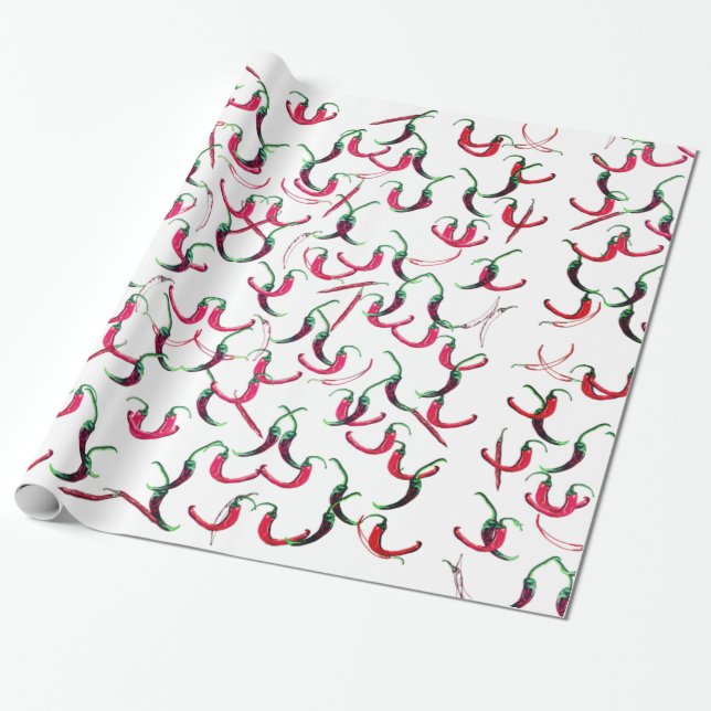 Papier Cadeau Piments chauds rouges et verts (Déroulé)