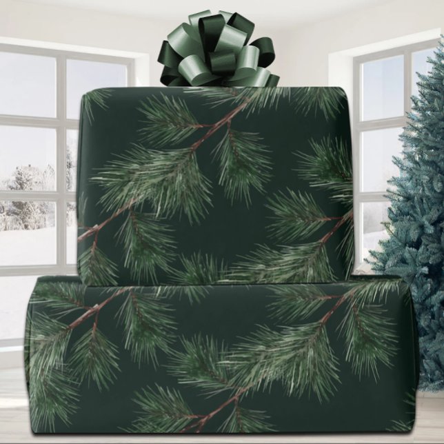 Papier Cadeau Pin blanc Garlands Proep Pine Green (Créateur téléchargé)
