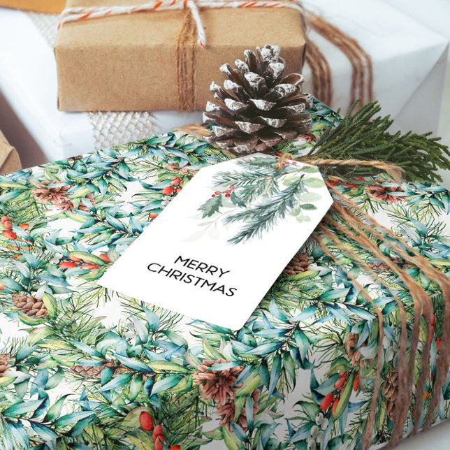 Papier Cadeau Pin de Noël et baies (Créateur téléchargé)