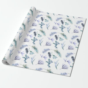 Papier Cadeau Pin de Noël pourpre Botanique