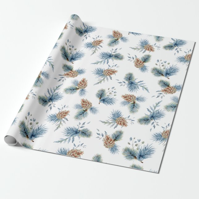 Papier Cadeau Pin d'hiver et Evergreens (Déroulé)