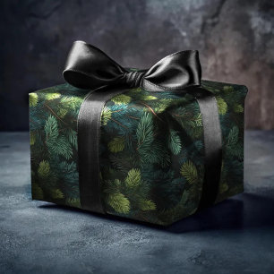 Papier Cadeau Pin vert foncé Spruce Conifer Noël