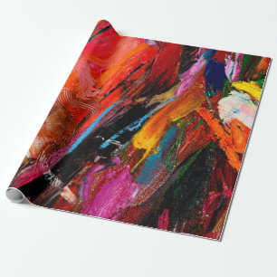 Papier Cadeau Pinceau de peinture à l'huile colorée contour fond