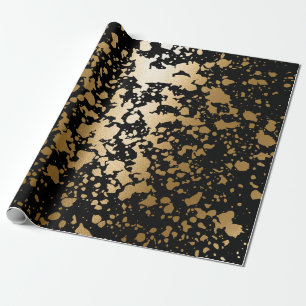 Papier Cadeau Pinceau métallique noir et doré