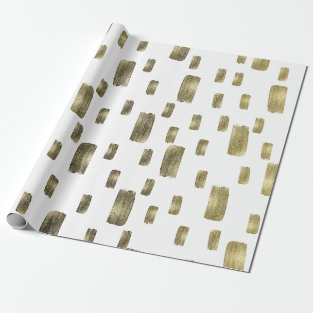 Papier Cadeau Pinceau Moderne Doré Cuivre Bronze Étincelle (Déroulé)