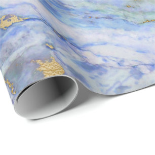 Papier Cadeau Pinceau Rose Gold Rose Poudre Marbre Bleu Brillant