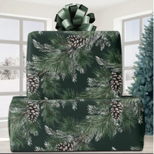 Papier Cadeau Pine blanche cônes épinette argentée arbre Garland