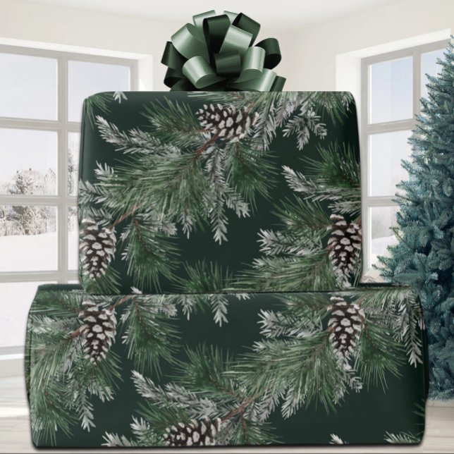 Papier Cadeau Pine blanche cônes épinette argentée arbre Garland (Créateur téléchargé)