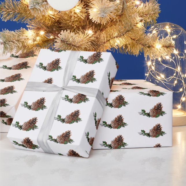 Papier Cadeau Pine Cones Christmas  (Vacances)