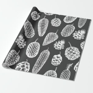 Papier Cadeau Pine cônes dessinés main sans couture motif. Bot
