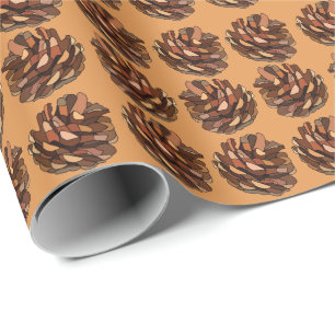 Papier Cadeau Pine cônes Nature Rustique