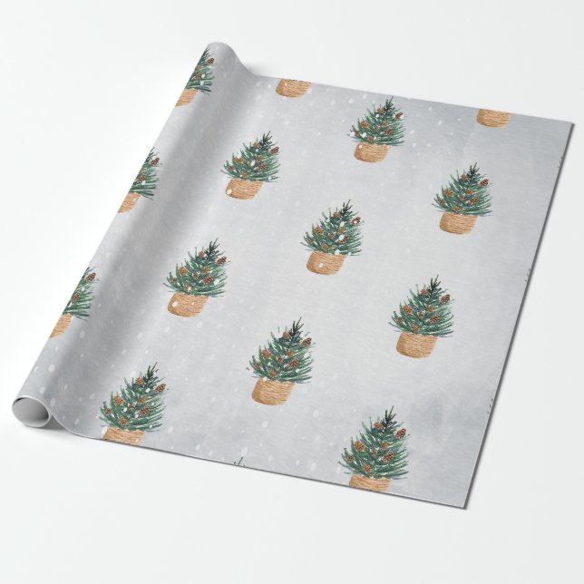 Papier Cadeau Pine Tree, Pine Cônes, Fête De La Neige (Déroulé)