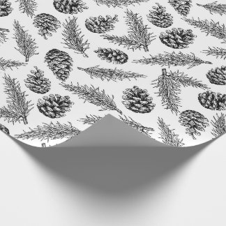 Papier Cadeau Pinecone et motif de Noël d'arbre de sapin. Hiver