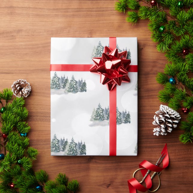 Papier Cadeau Pinède aquarelle, forêt (Cadeau de vacances)